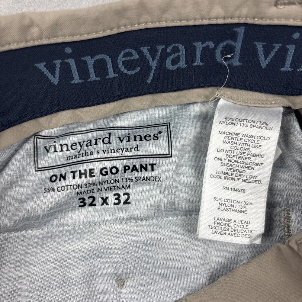 Vineyard Vines On The Go OTG Pants Mens 32x32 Beige Performance Stretch Golf